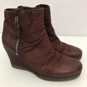 Miz Mooz Women's Brown Wedge Ankle Boots Size 40